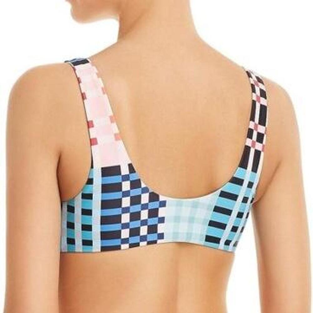 NWT MINKPINK Penelope Multicolor Checkered Plaid Tie-Front Bikini Top — LARGE - Picture 3 of 7